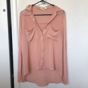 Cute Pink Button Up Top